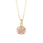 Pink Crystal Sakura Pendant Necklace