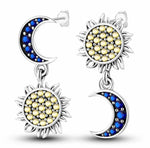 Sparkling Blue Zircon Star Moon Stud Earrings