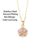 Pink Crystal Sakura Pendant Necklace